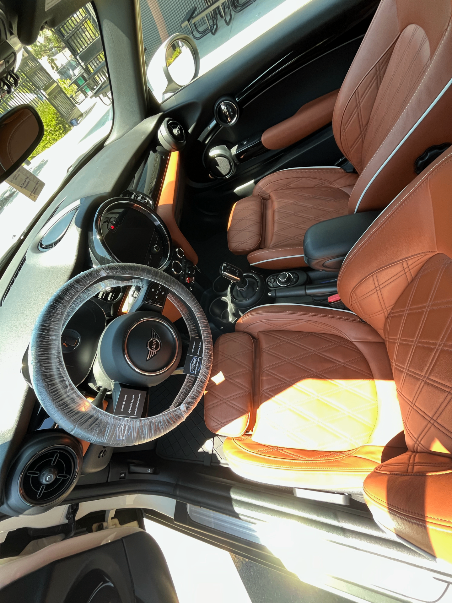 Mini Cooper leather interior after detailing